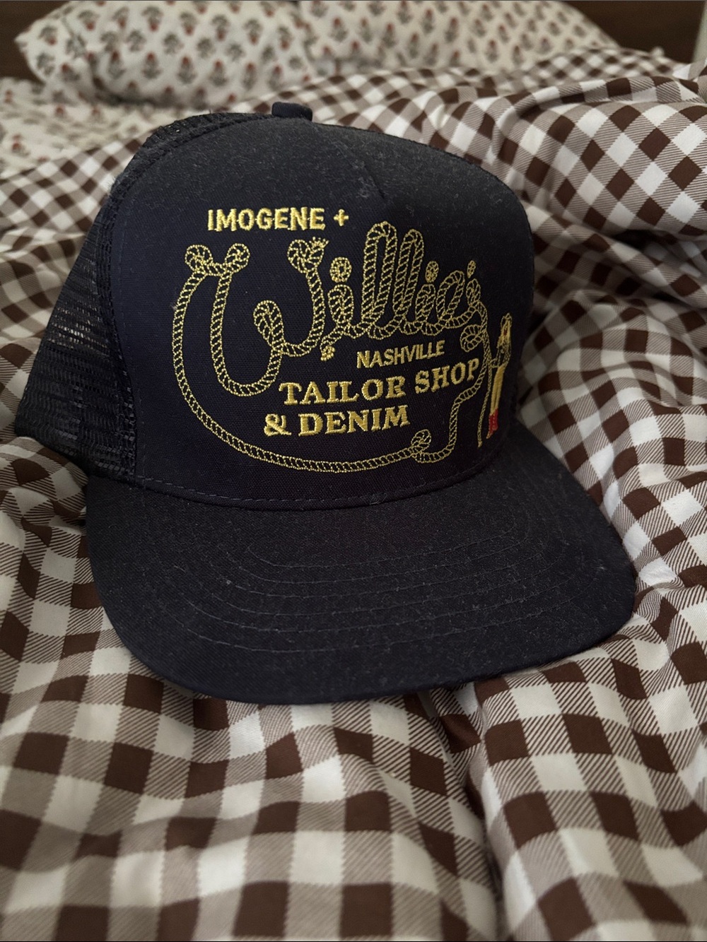 Imogene + Willie Black and Gold Trucker Cap